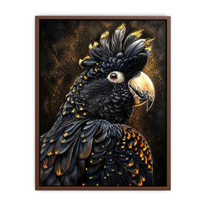 black cockatoo portrait dark luxury wall art gold accents wildlife canvas decor
