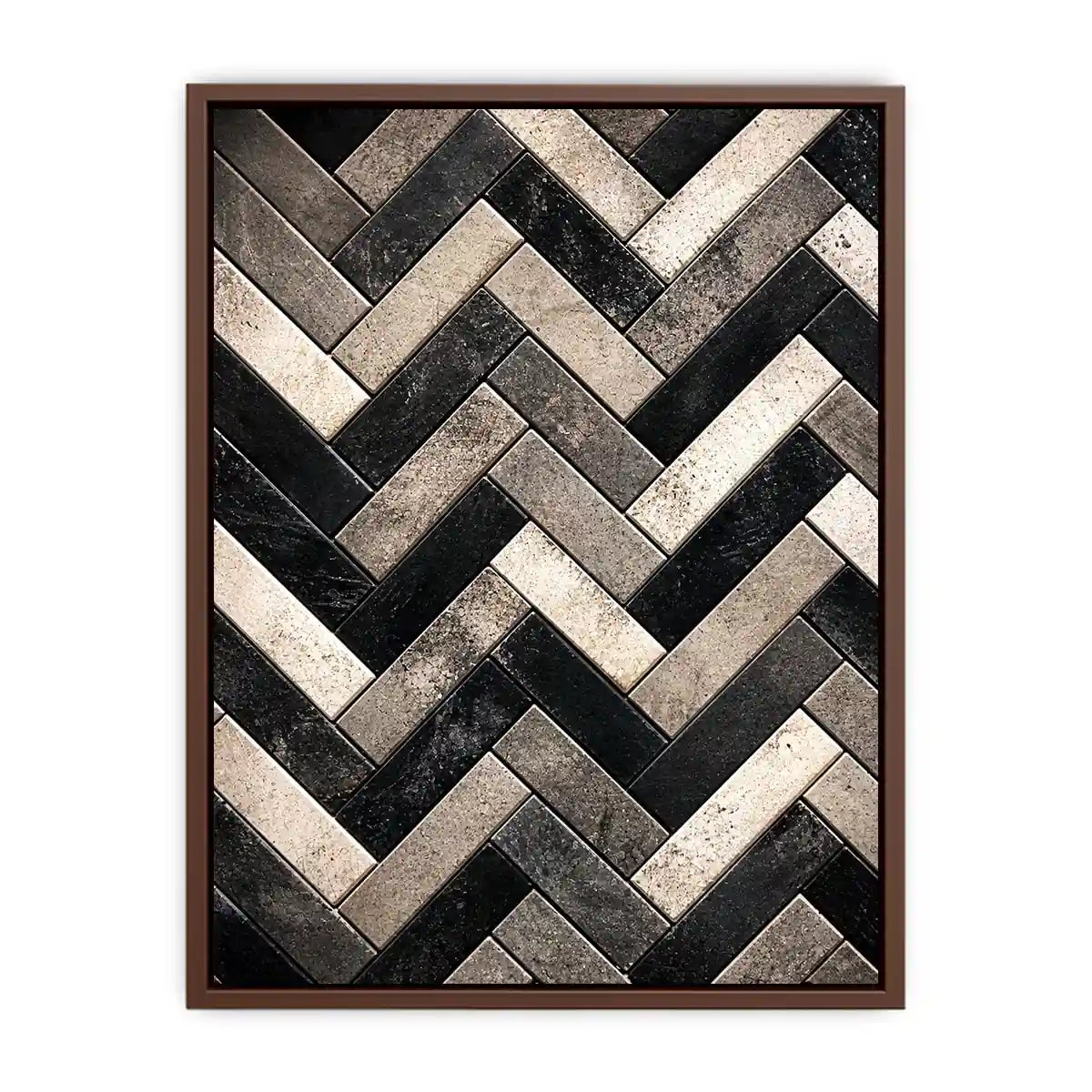 black white herringbone textured modern luxury wall art neutral geometric canvas decor