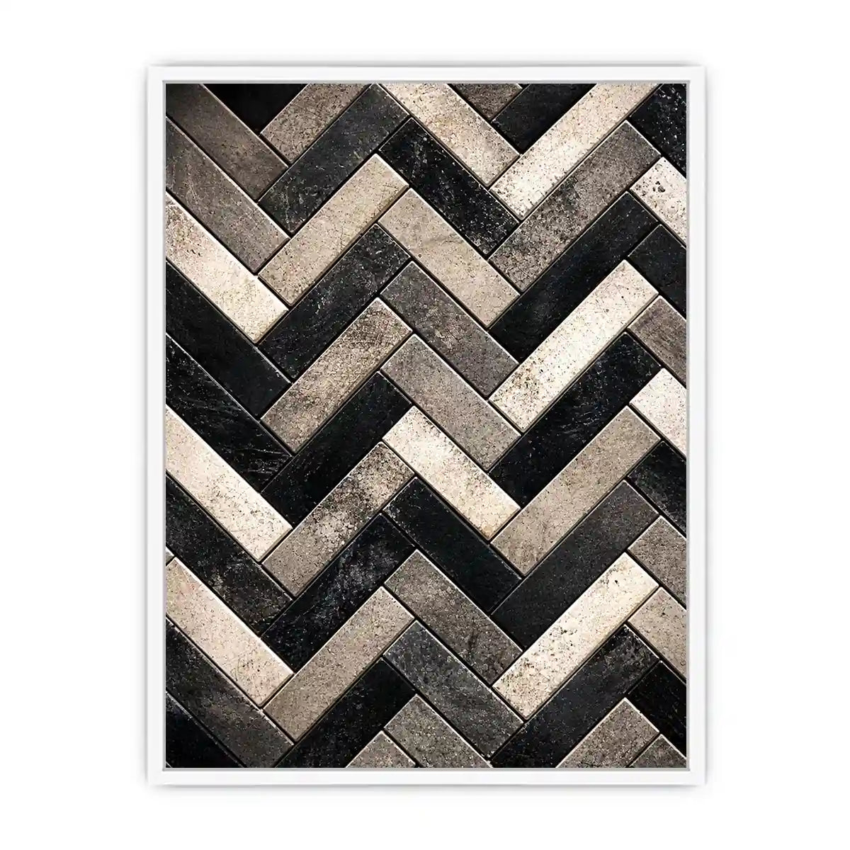 black white herringbone textured modern luxury wall art neutral geometric canvas decor