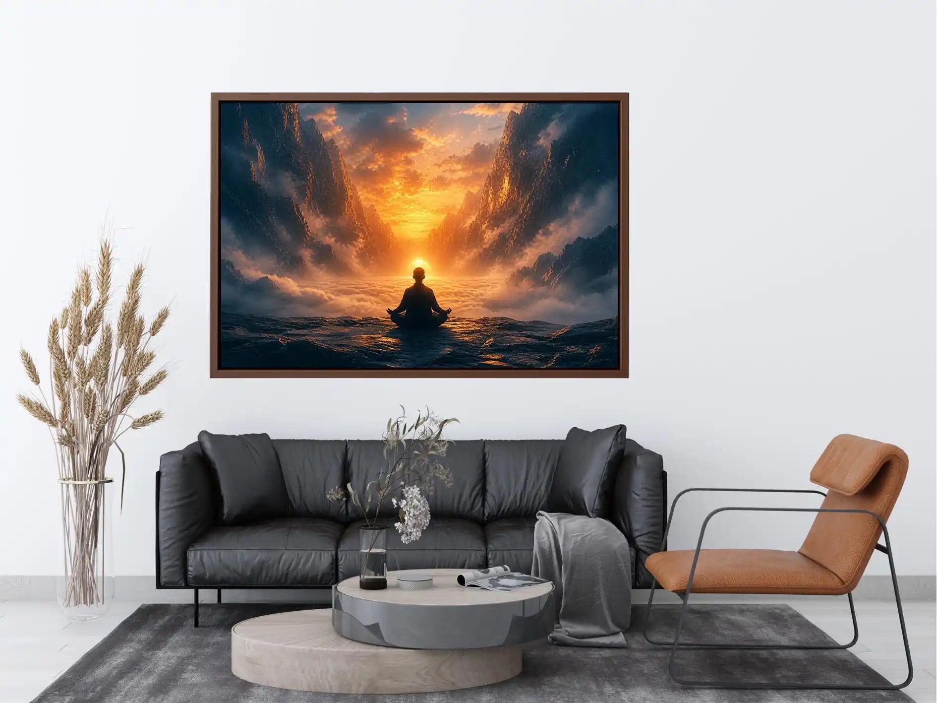 meditation sunset spiritual landscape wall art calm peaceful canvas decor