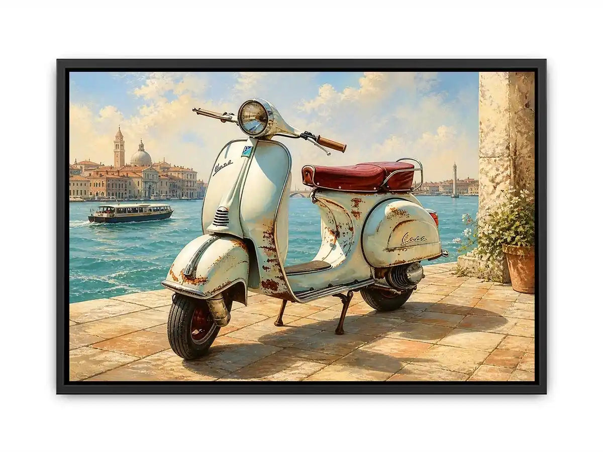 vintage vespa coastal mediterranean wall art travel seaside canvas decor