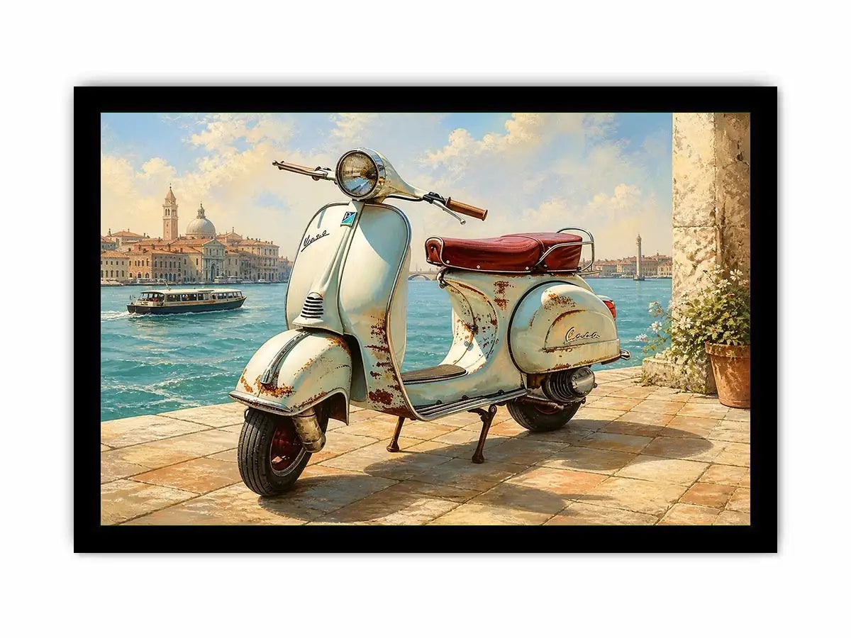 vintage vespa coastal mediterranean wall art travel seaside canvas decor