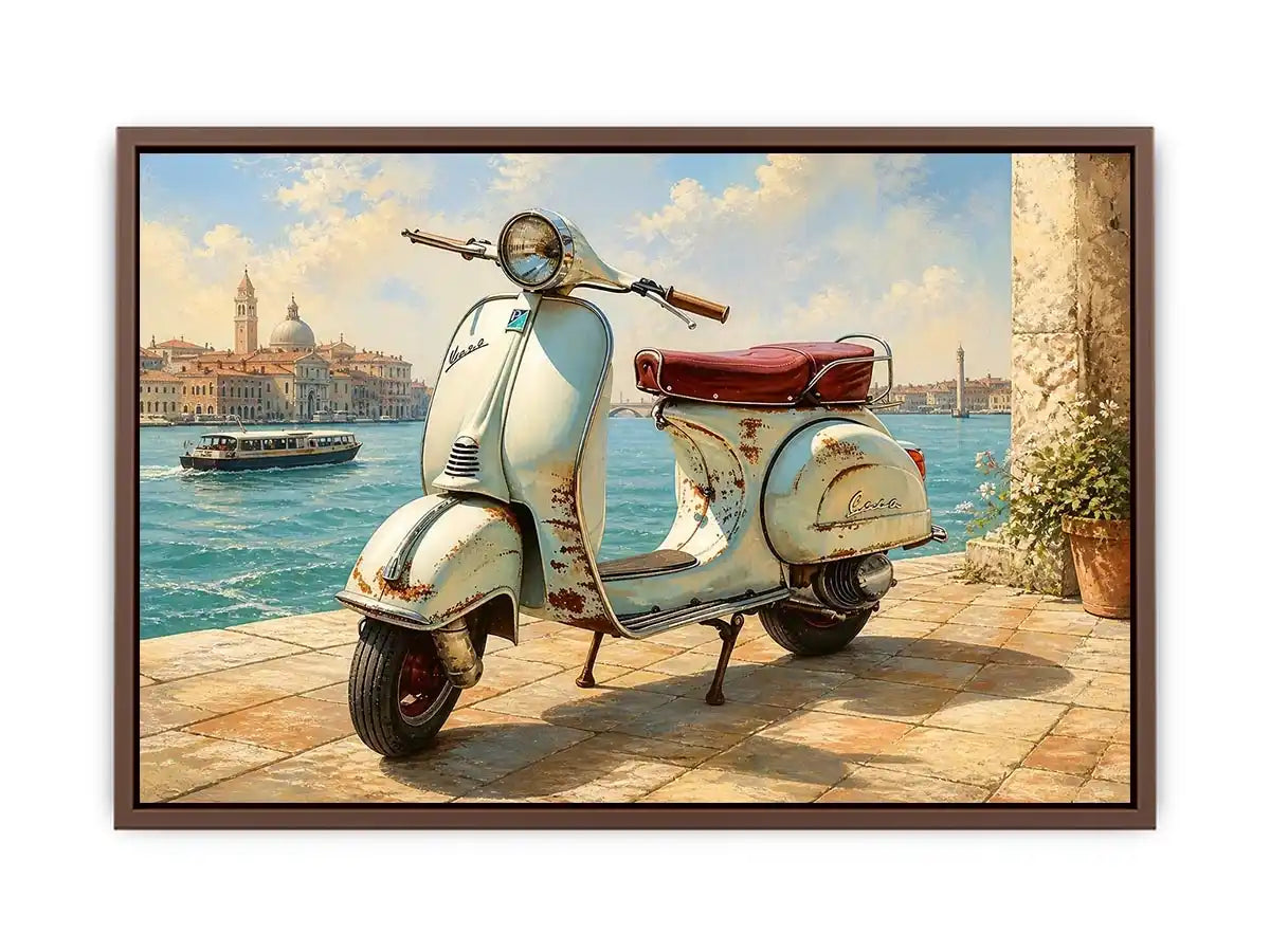 vintage vespa coastal mediterranean wall art travel seaside canvas decor