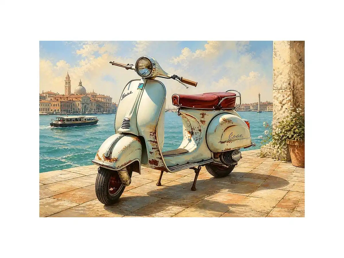 vintage vespa coastal mediterranean wall art travel seaside canvas decor