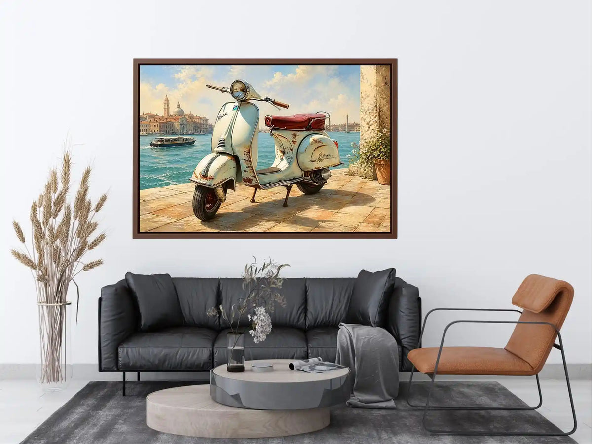 vintage vespa coastal mediterranean wall art travel seaside canvas decor