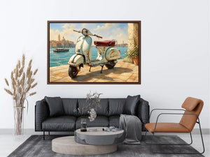 vintage vespa coastal mediterranean wall art travel seaside canvas decor