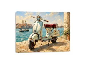 vintage vespa coastal mediterranean wall art travel seaside canvas decor