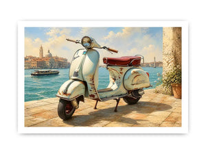 vintage vespa coastal mediterranean wall art travel seaside canvas decor