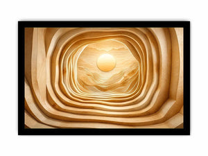 japandi layered wood abstract neutral wall art 3d tunnel sun minimalist canvas decor