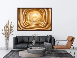japandi layered wood abstract neutral wall art 3d tunnel sun minimalist canvas decor