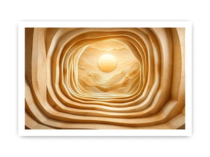 japandi layered wood abstract neutral wall art 3d tunnel sun minimalist canvas decor