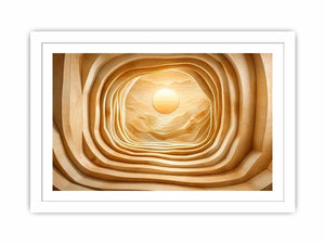 japandi layered wood abstract neutral wall art 3d tunnel sun minimalist canvas decor