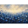 Minimalist blue floral field landscape with soft tones and airy background luxury wall art