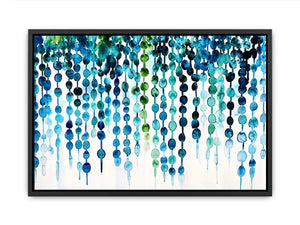 Teal and blue abstract watercolor drip pattern minimalist luxury wall art