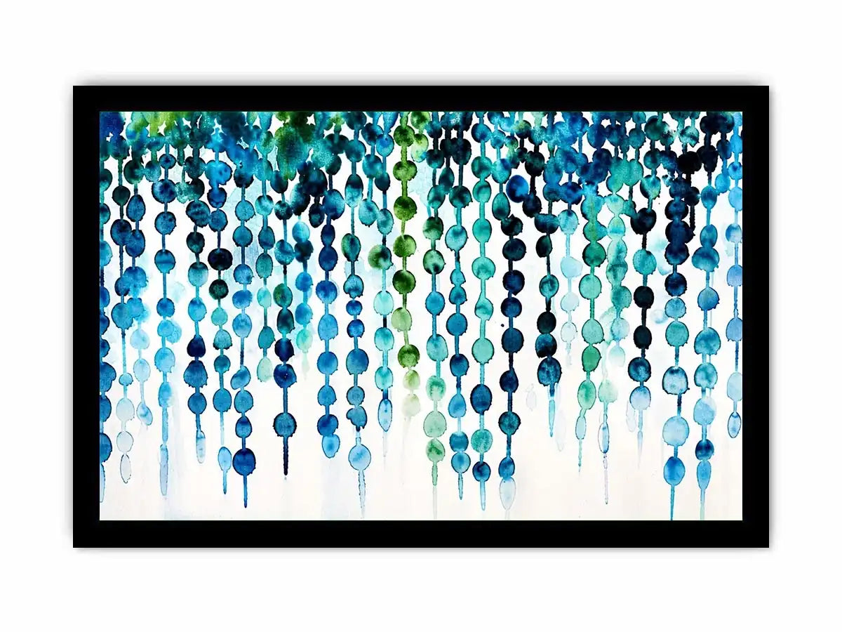Teal and blue abstract watercolor drip pattern minimalist luxury wall art