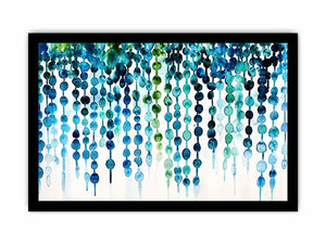 Teal and blue abstract watercolor drip pattern minimalist luxury wall art