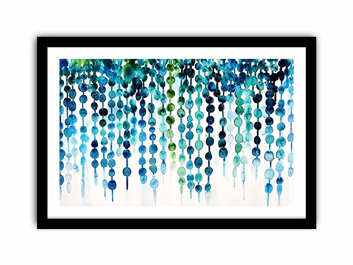 Teal and blue abstract watercolor drip pattern minimalist luxury wall art