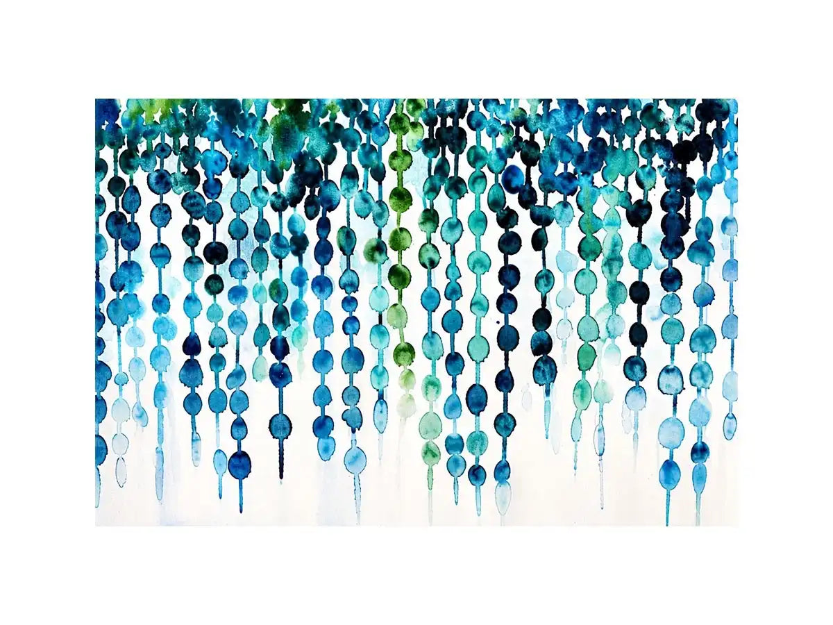Teal and blue abstract watercolor drip pattern minimalist luxury wall art