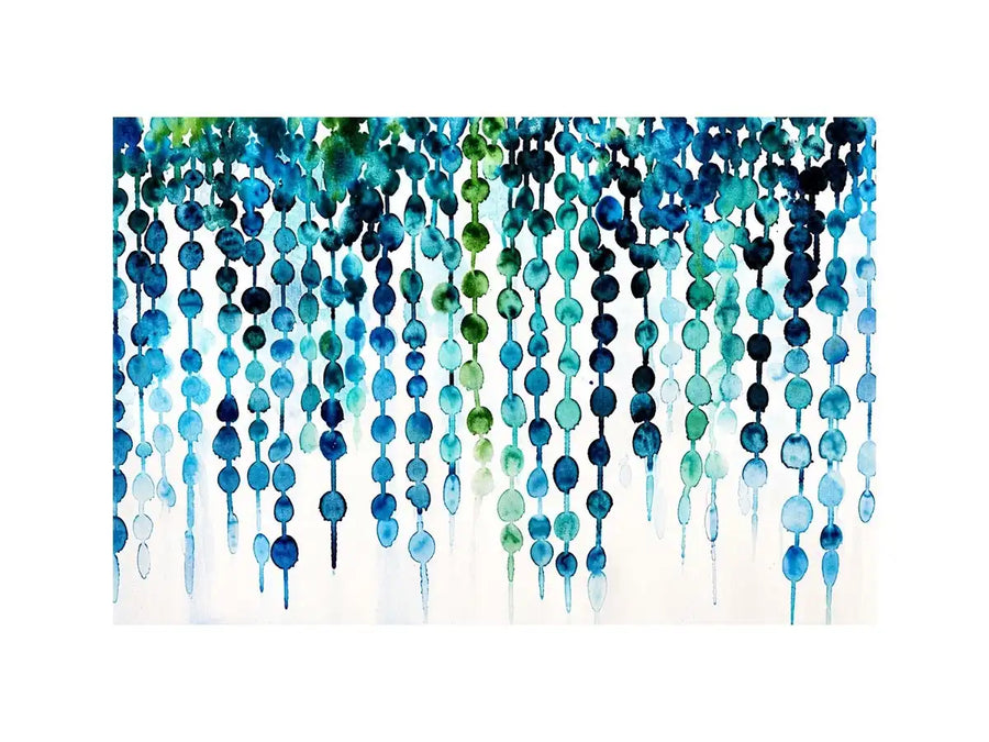 Teal and blue abstract watercolor drip pattern minimalist luxury wall art