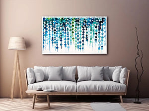 Teal and blue abstract watercolor drip pattern minimalist luxury wall art