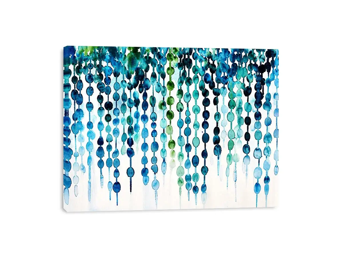 Teal and blue abstract watercolor drip pattern minimalist luxury wall art