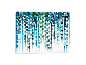 Teal and blue abstract watercolor drip pattern minimalist luxury wall art