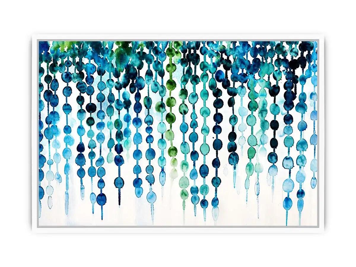 Teal and blue abstract watercolor drip pattern minimalist luxury wall art
