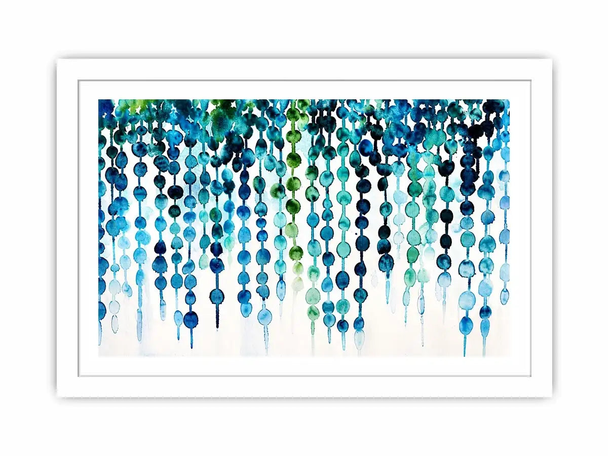Teal and blue abstract watercolor drip pattern minimalist luxury wall art