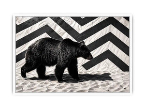 Black bear monochrome wall art with geometric background modern canvas for living room office decor