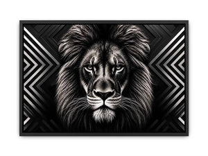 Black lion head geometric wall art modern luxury canvas for living room office decor