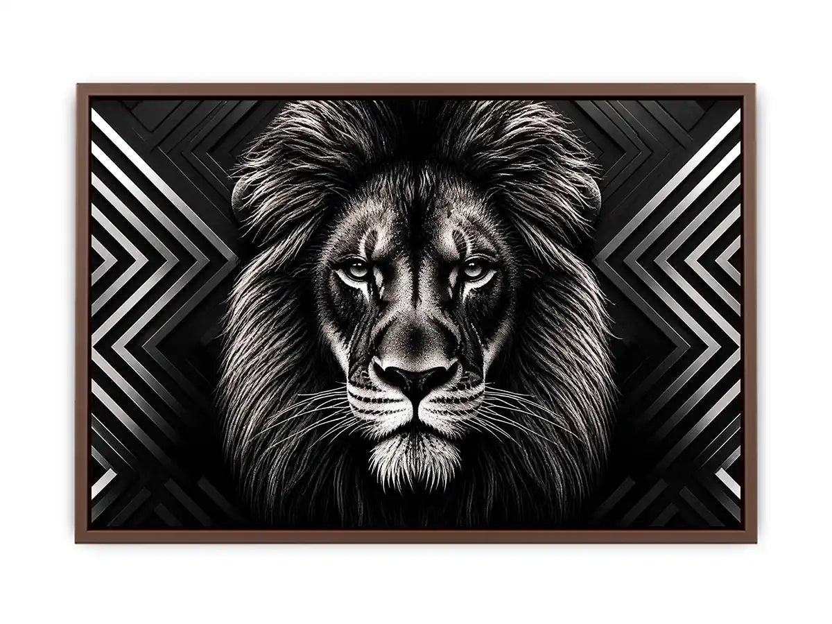 Black lion head geometric wall art modern luxury canvas for living room office decor