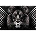 Black lion head geometric wall art modern luxury canvas for living room office decor