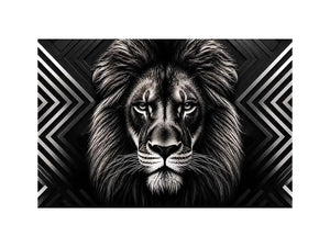 Black lion head geometric wall art modern luxury canvas for living room office decor