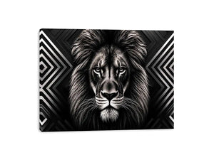 Black lion head geometric wall art modern luxury canvas for living room office decor