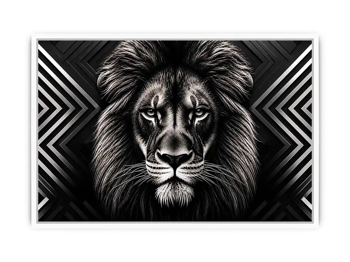 Black lion head geometric wall art modern luxury canvas for living room office decor