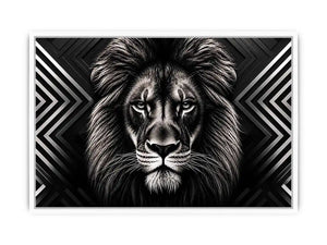 Black lion head geometric wall art modern luxury canvas for living room office decor