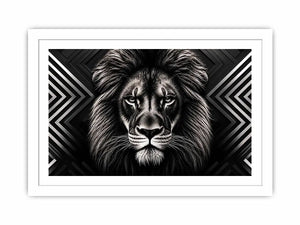 Black lion head geometric wall art modern luxury canvas for living room office decor
