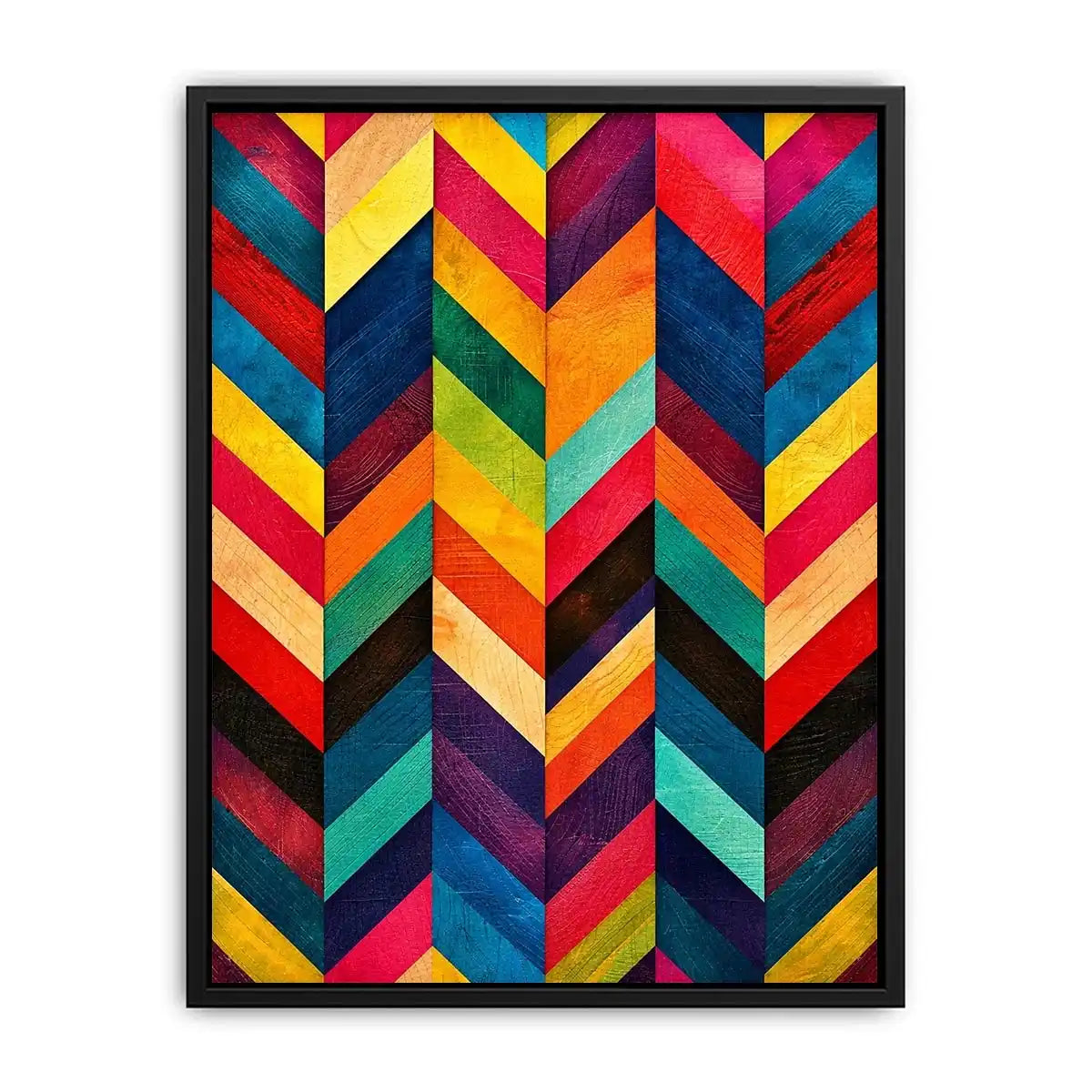 Colorful geometric chevron pattern abstract wall art modern canvas for living room office decor