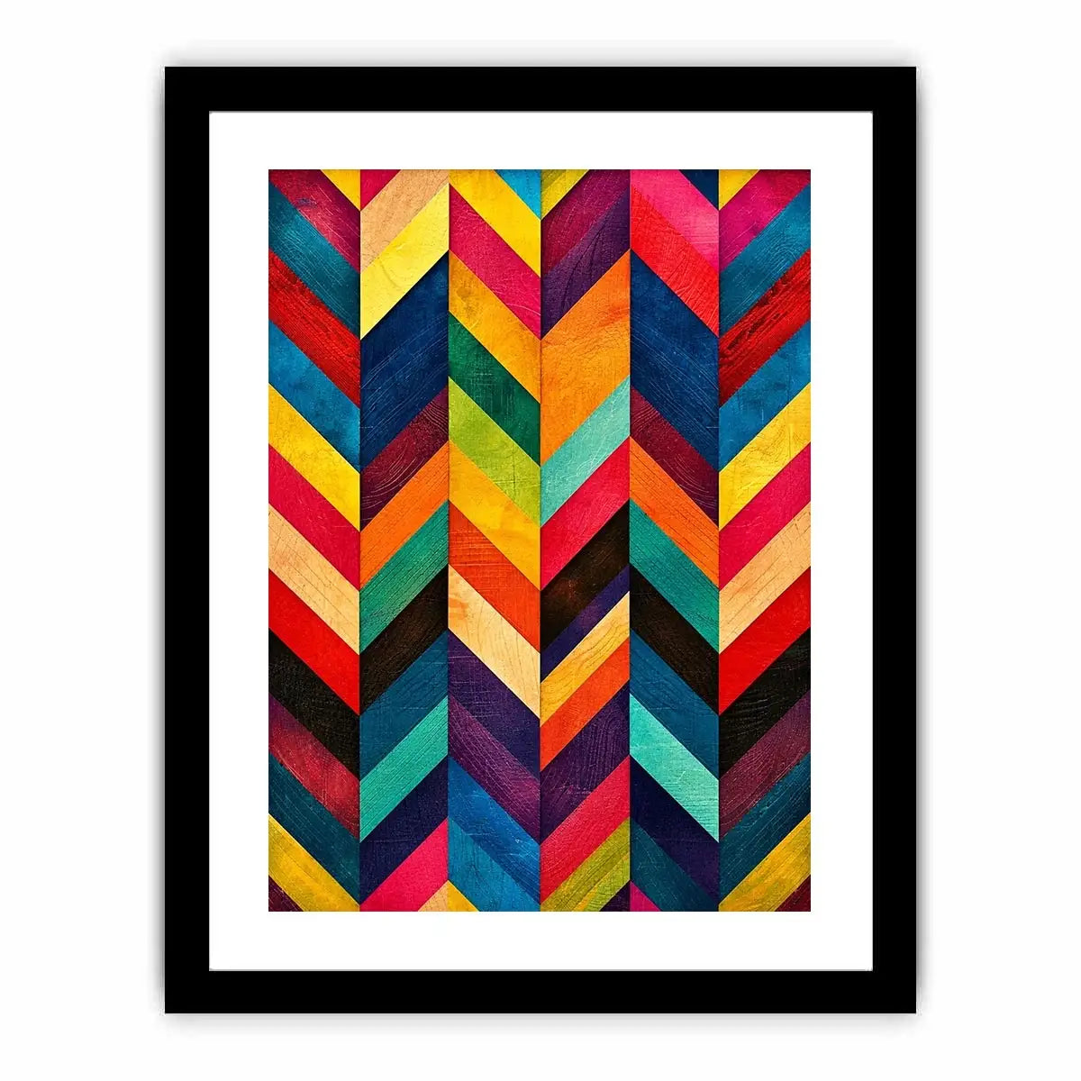Colorful geometric chevron pattern abstract wall art modern canvas for living room office decor
