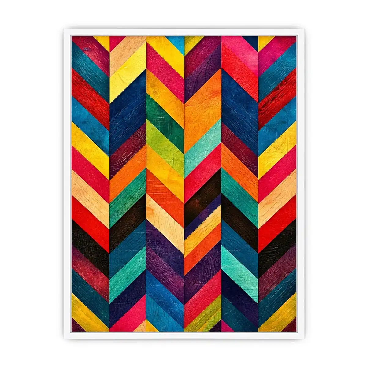 Colorful geometric chevron pattern abstract wall art modern canvas for living room office decor