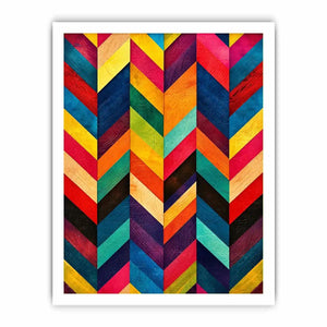Colorful geometric chevron pattern abstract wall art modern canvas for living room office decor