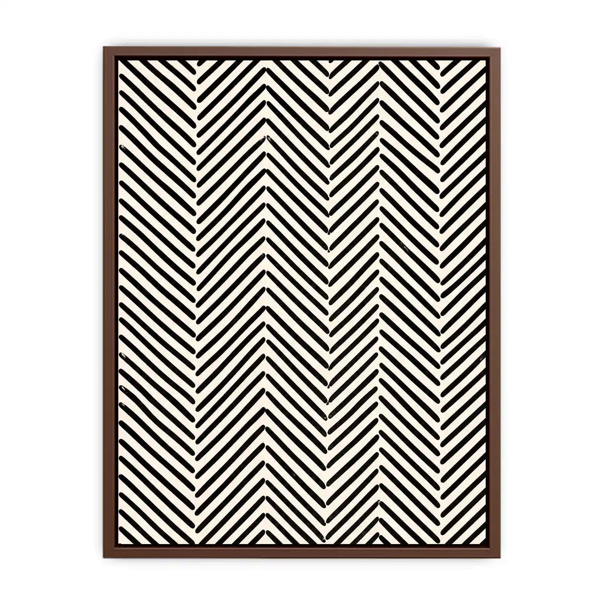 Black and white chevron line pattern minimalist wall art modern canvas for living room decor