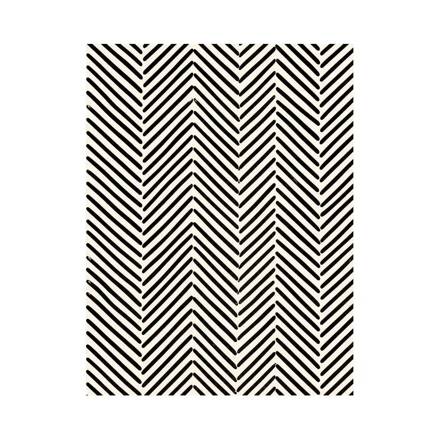 Black and white chevron line pattern minimalist wall art modern canvas for living room decor