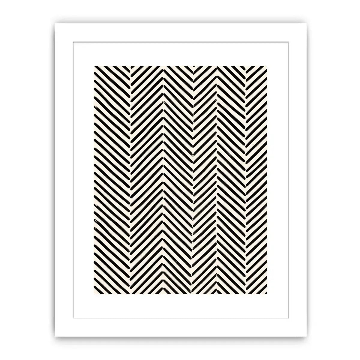 Black and white chevron line pattern minimalist wall art modern canvas for living room decor