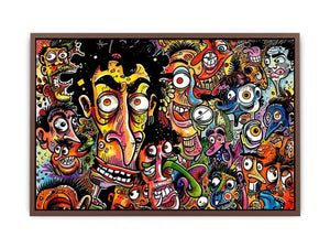 vibrant graffiti cartoon faces wall art colorful urban pop art canvas for modern interior decor