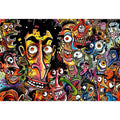 vibrant graffiti cartoon faces wall art colorful urban pop art canvas for modern interior decor