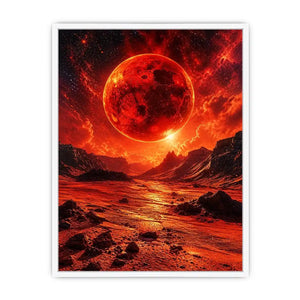 Red planet sci fi landscape wall art with dramatic sky and bold cosmic tones for modern luxury interiors