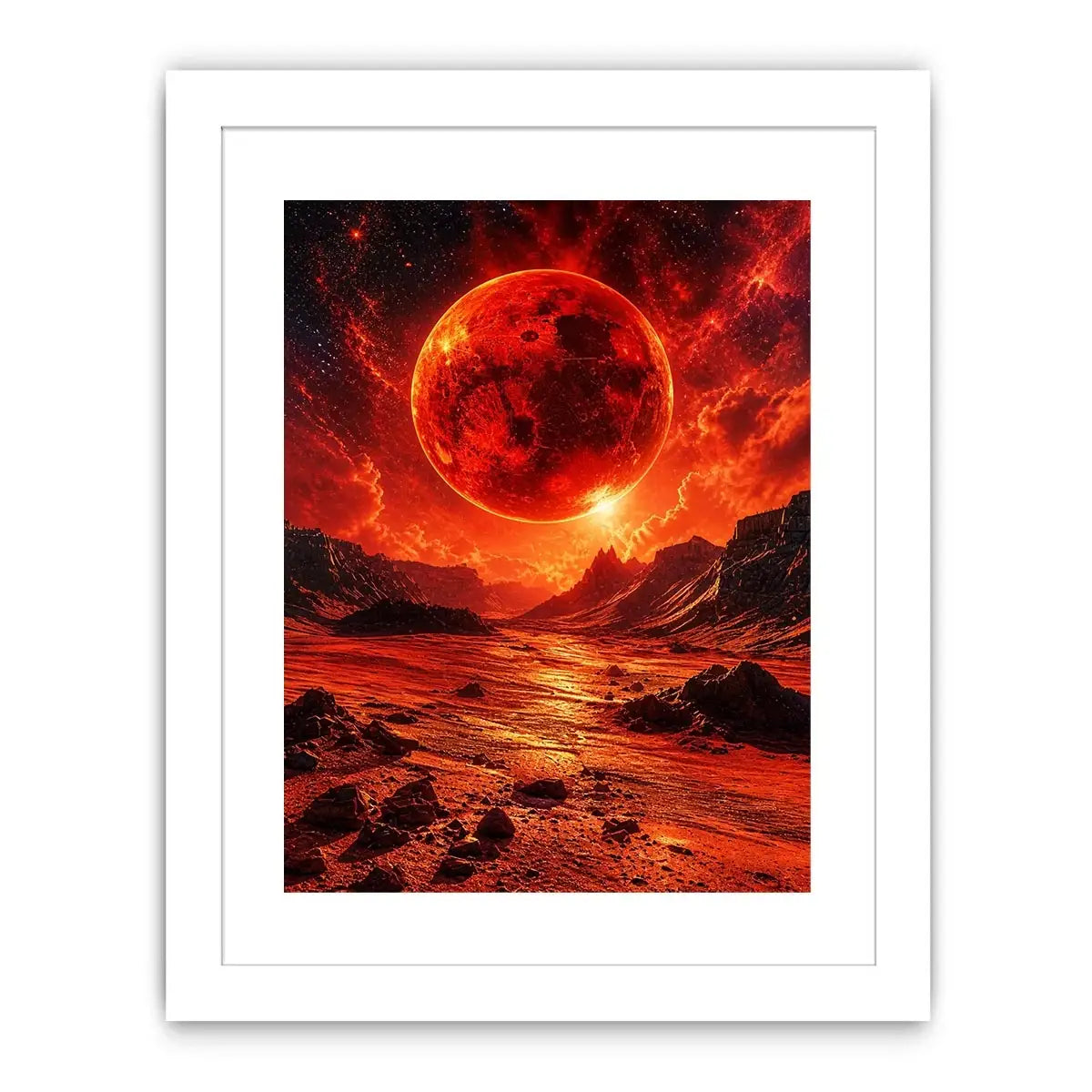 Red planet sci fi landscape wall art with dramatic sky and bold cosmic tones for modern luxury interiors