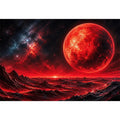 Abstract red planet landscape wall art with bold textures and dramatic cosmic tones for modern interiors