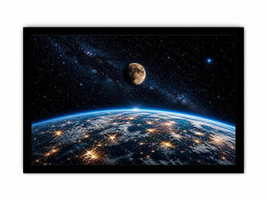 earth from space wall art canvas moon galaxy stars night sky modern cosmic decor blue black artwork